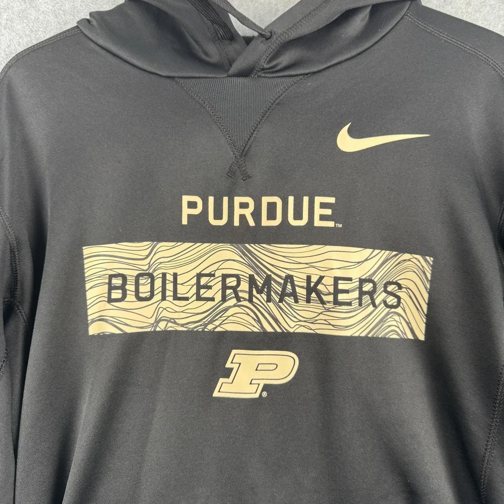 Nike Hoodie‎ Mens Medium Black Purdue Boilermakers NCAA Graphic Pullover